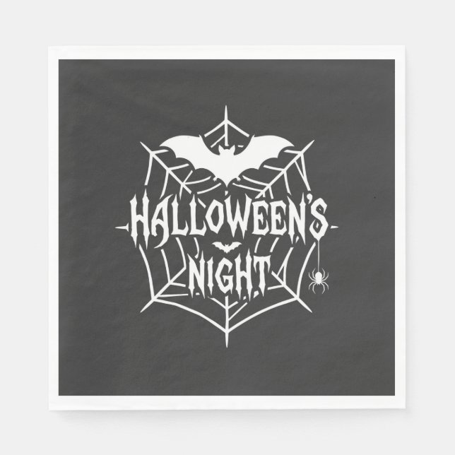 Halloween Nacht Fledermaus Spinnennetz Vektor Desi Serviette (Vorderseite)