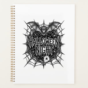 Halloween-Nacht-Fledermaus-Spinnennetz-Vintage-Shi Planer