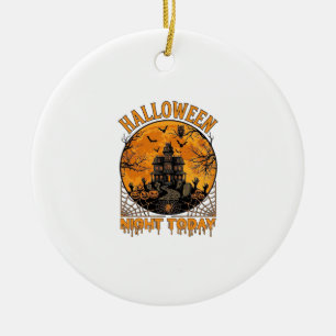 Halloween Nacht Heute Geisterhaus Kürbisse Eule Keramik Ornament