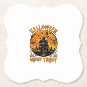 Halloween Nacht Heute Geisterhaus Kürbisse Eule Untersetzer