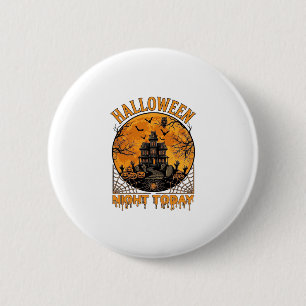 Halloween Nacht Heute Spukhaus Kürbisse Eule Button