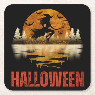 HALLOWEEN NACHT HEXE RECHTECKIGER PAPPUNTERSETZER