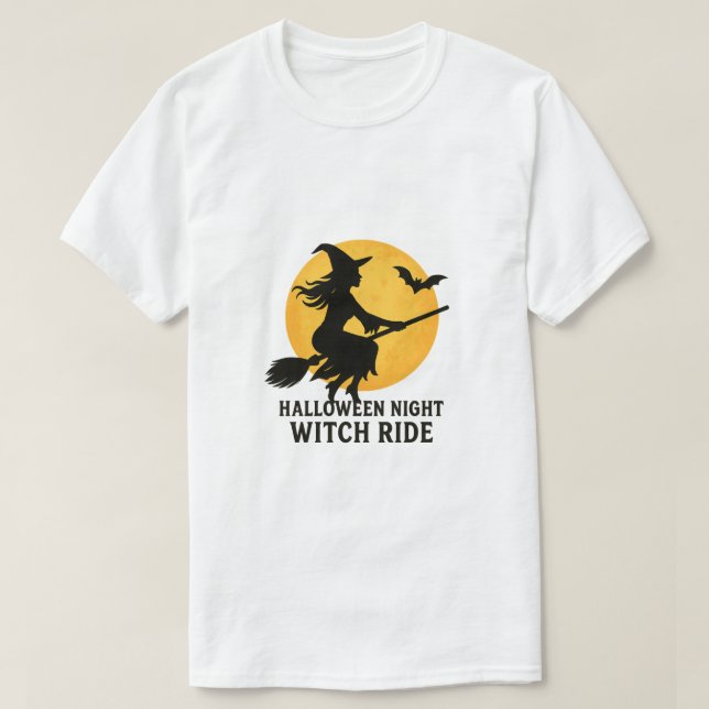 Halloween-Nacht-Hexenritt T-Shirt (Design vorne)
