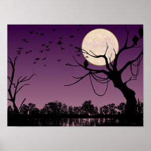 Halloween-Nacht-Himmel-Kunstposter — 16x12 Mattes Poster