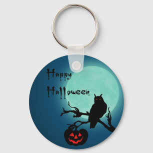 Halloween-Nacht-Kürbis-Eule Schlüsselanhänger