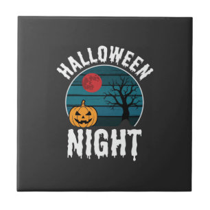 Halloween-Nacht-Kürbisbaum-Vektor Fliese