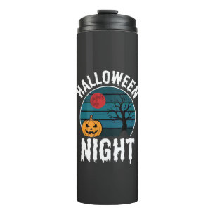 Halloween-Nacht-Kürbisbaum-Vektor Thermosbecher