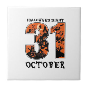 Halloween-Nacht Oktober Spukhaus Hexe Kürbis Fliese