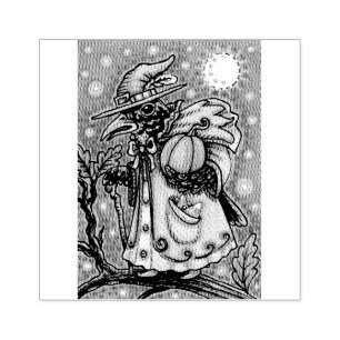 HALLOWEEN-NACHT SCHWARZDROSSSEL HEXE, HALLOWEEN RA GUMMISTEMPEL