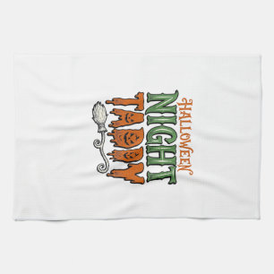 Halloween Nacht Taddy Vintage Hexenbesen-Shirt De Geschirrtuch