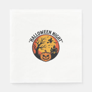 Halloween Nacht Vintage Stichelei Gruselszene T-Sh Serviette