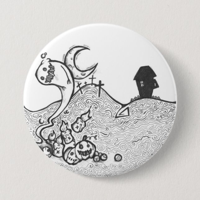 Halloween-Nachtknopf Button (Vorderseite)