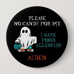 Halloween-Nahrungsmittelallergie-Warnung Geist Tea Button