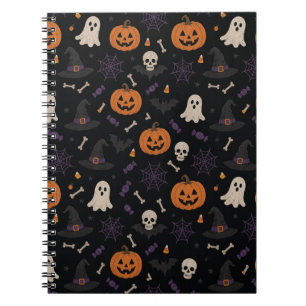 Halloween Nahtloses Gruselmuster Notizbuch Notizblock