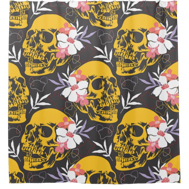 Halloween nahtloses Muster mit farbenfrohen und be Duschvorhang (Vorderseite)