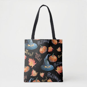 Halloween-nahtloses Muster mit Halbpenkürbis, Tasche