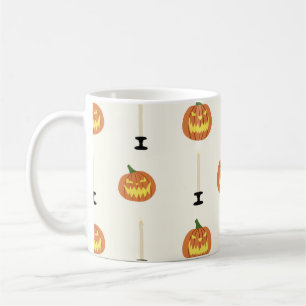 Halloween nahtloses Muster mit Kürbissen und Kerze Kaffeetasse
