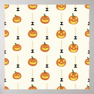 Halloween nahtloses Muster mit Kürbissen und Kerze Poster