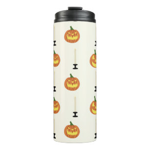 Halloween nahtloses Muster mit Kürbissen und Kerze Thermosbecher