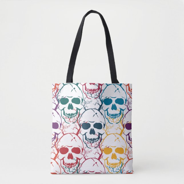 Halloween nahtloses Muster mit Schädeln. farbig b Tasche (Vorderseite)