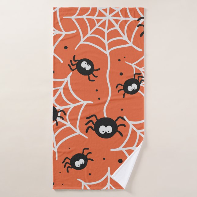 Halloween nahtloses Muster mit Spinnen und Web. Badehandtuch (Badehandtuch)