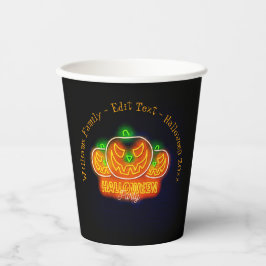 Halloween Name Jahr 20xx Neon Glow Look Pumpkin 9" Pappbecher