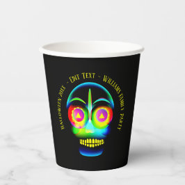 Halloween Name Year Neon Look Glow Blue Skull Pappbecher