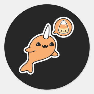 Halloween Narwhal Runder Aufkleber