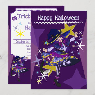 Halloween-Neko-Hexen-Einladungskarte Feiertagskarte