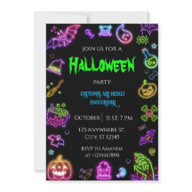 Halloween Neon Costume Party Einladung