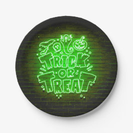Halloween Neon Glow Look Green Trick Leckerei Part Pappteller