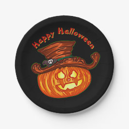 Halloween Neon Glow Look Pumpkin Party 7" Pappteller