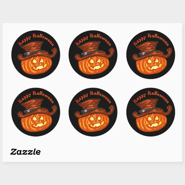 Halloween Neon Glow Look Pumpkin Party Runder Aufkleber (Blatt)