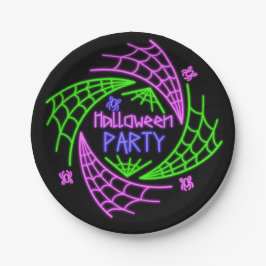 Halloween Neon Glow Look Spider Web Party 7" Pappteller
