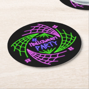 Halloween Neon Glow Look Spider Web-Party Runder Pappuntersetzer