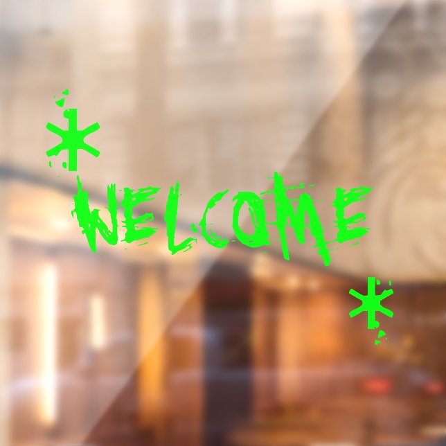 Halloween Neon Green Slim Willkommenstext Fensteraufkleber (Blatt 2)