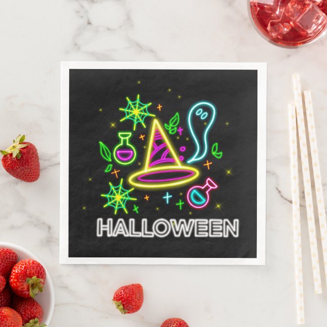 Halloween Neon Look Hat Ghost Web-Party Serviette (Beispiel)