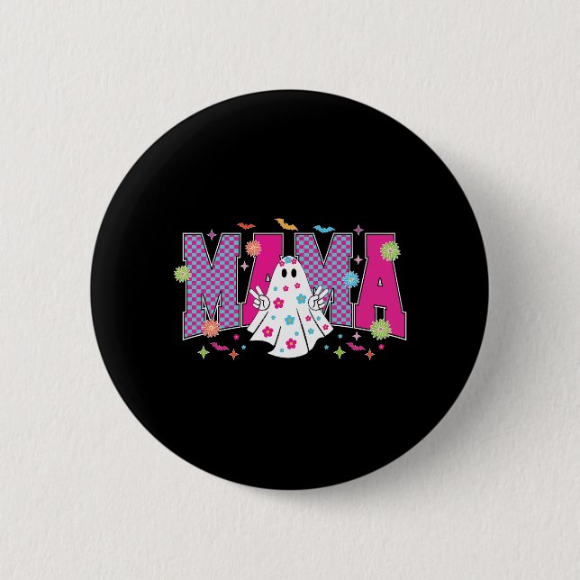 Halloween Neon Mama Mini Button (Vorderseite)