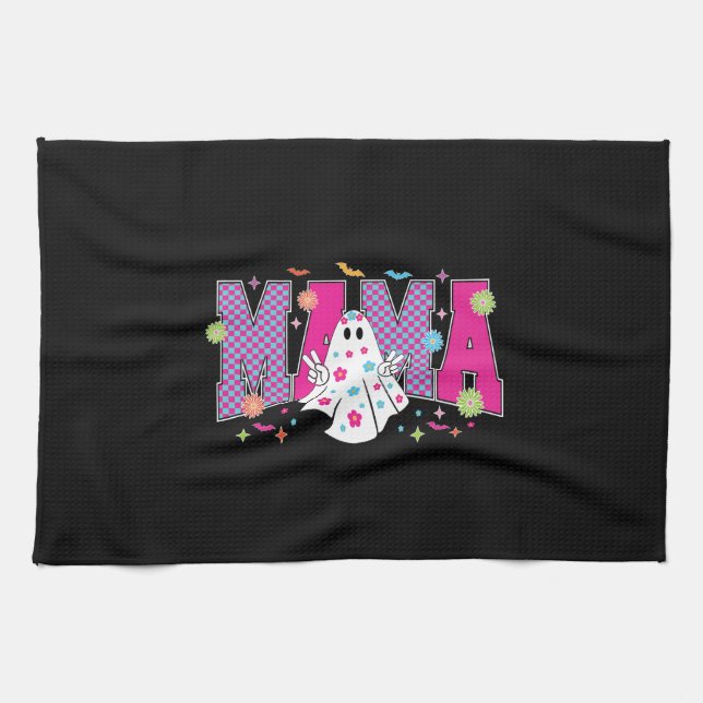 Halloween Neon Mama Mini Geschirrtuch (Horizontal)
