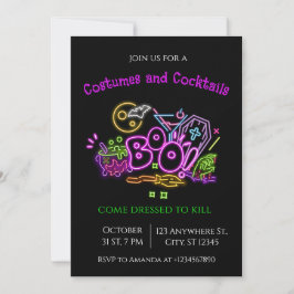 Halloween Neon Party Einladung Ghosts & Pumpkins