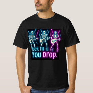 Halloween Neon Skeletons Rock Hard T-Shirt