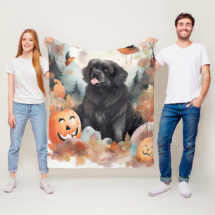 Halloween Neufundland mit Pumpkins Beängstigend Fleecedecke