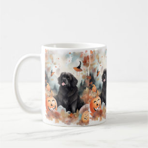 Halloween Neufundländer mit Kürbissen Gruselig  Kaffeetasse