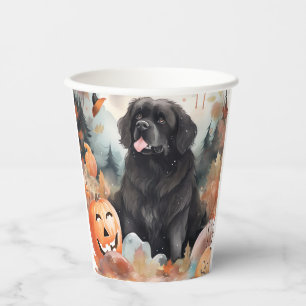 Halloween Neufundländer mit Kürbissen Gruselig  Pappbecher