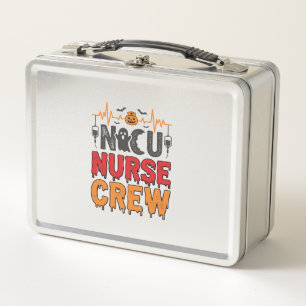 Halloween-NICU-Krankenschwester-Crew Vintage-Typog Metall Brotdose