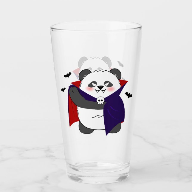 Halloween Niedlich Baby Panda Dracula Vampire Glas (Vorderseite)