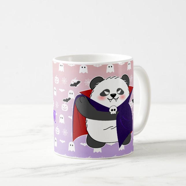 Halloween Niedlich Baby Panda Dracula Vampire Kaffeetasse (VorderseiteRechts)