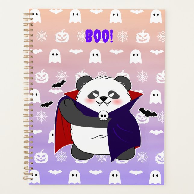 Halloween Niedlich Baby Panda Dracula Vampire Planer (Vorderseite)