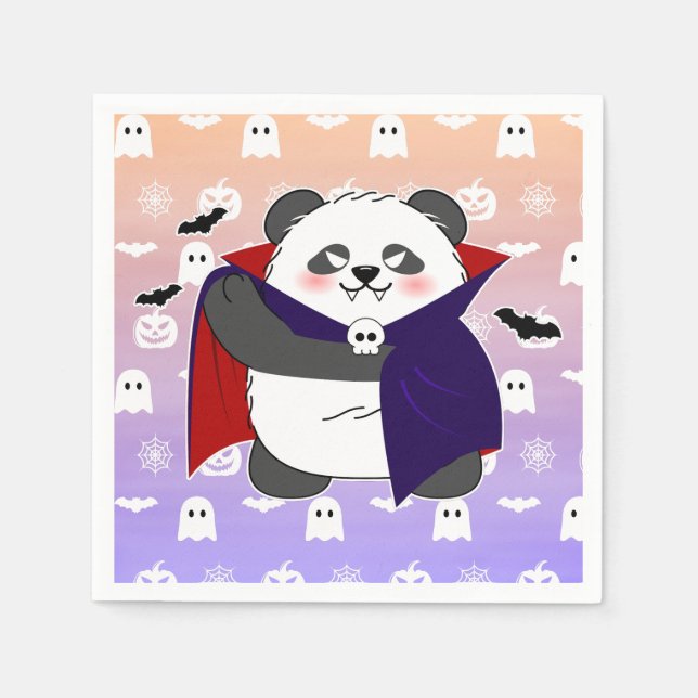 Halloween Niedlich Baby Panda Dracula Vampire Serviette (Vorderseite)