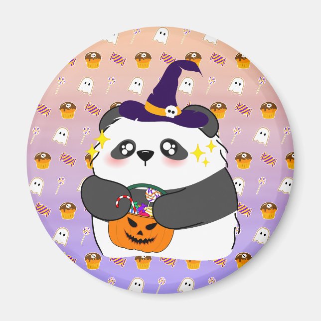 Halloween Niedlich Baby Panda Trick oder Treat Magnet (Vorne)